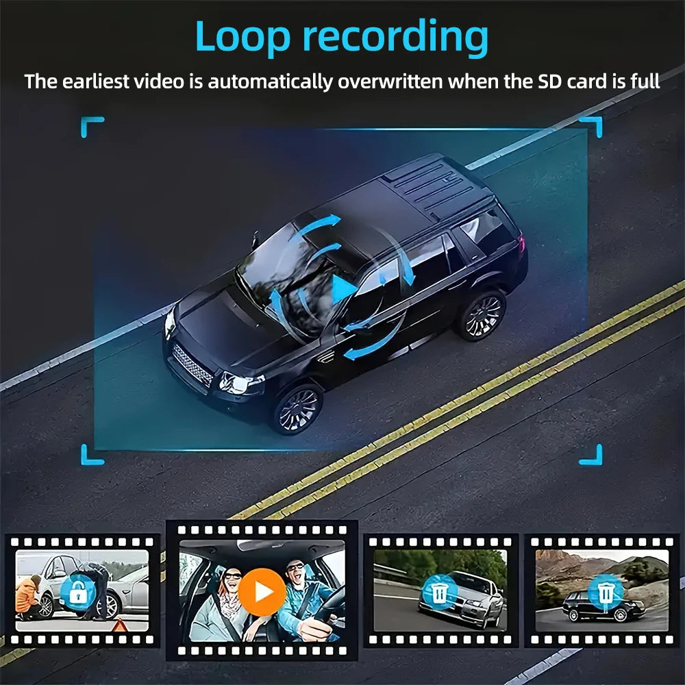 3 Camra Dash Cam for Cars Camera 1080P Car Dvr Vehicle Recorder Video Recorder Front and Rear Camera W/ IR Night Vision Dashcam
