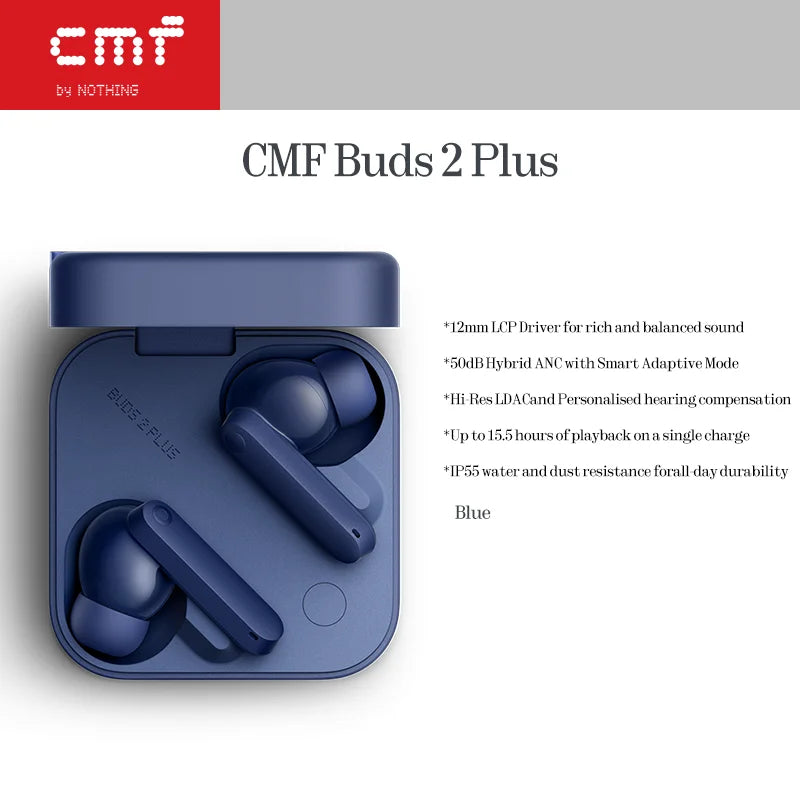 CMF Buds 2 Plus 12mm LCP Driver for rich and balanced sound 50dB Hybrid ANC