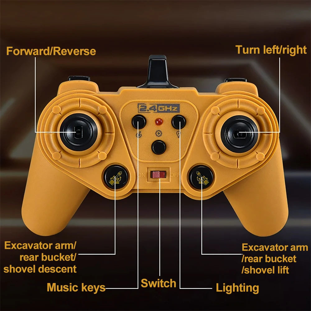 Excavator Toy for Boys with Remote Control 11-Channel Alloy Metal 2.4GHz Wireless RC Engineering Vehicle for Boys 3-12 Year Old