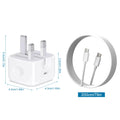 UK Plug Foldable 20W Mobile Phone Adapter With 2m Dual Type-C Mobile Phone Charging Cable Suitable for iPhone 15 16