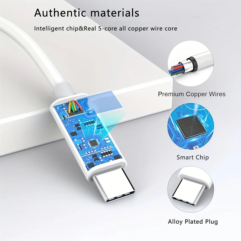 UK Plug Foldable 20W Mobile Phone Adapter With 2m Dual Type-C Mobile Phone Charging Cable Suitable for iPhone 15 16