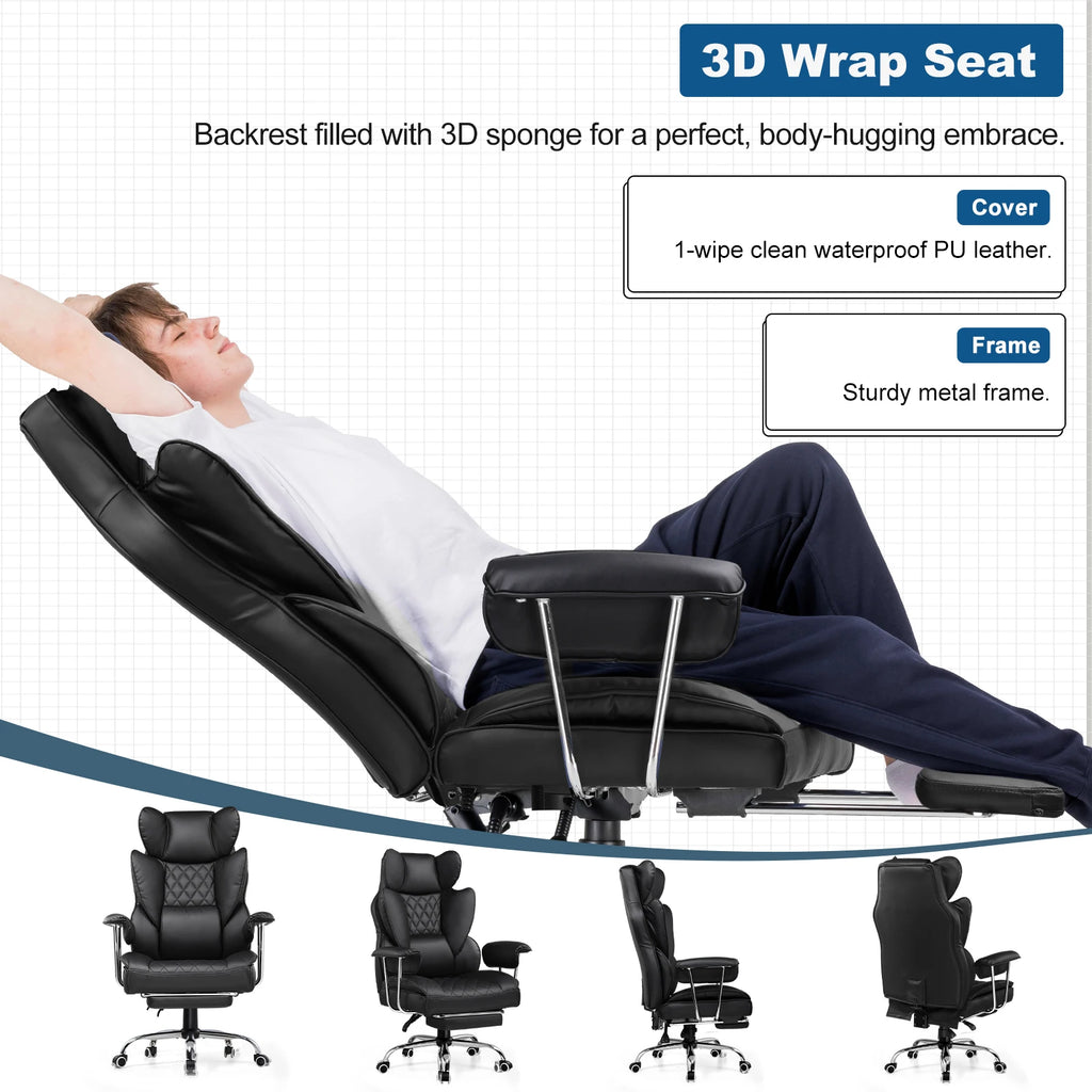 GTPLAYER Gaming Chair, Executive Office Desk Chair Ergonomic Computer Chair with Footrest Heavy Duty High Back Lumbar Support