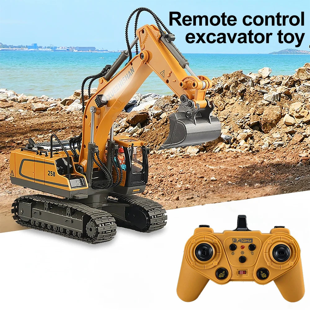 Excavator Toy for Boys with Remote Control 11-Channel Alloy Metal 2.4GHz Wireless RC Engineering Vehicle for Boys 3-12 Year Old
