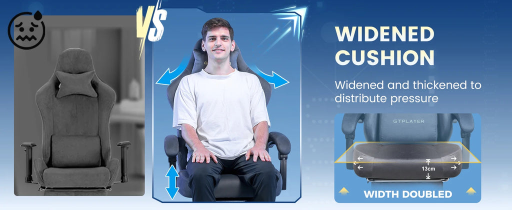 GTPLAYER Fabric Gaming Chair, Ergonomic Computer Chair with Footrest and Lumbar Support Height Adjustable Home Office Chair