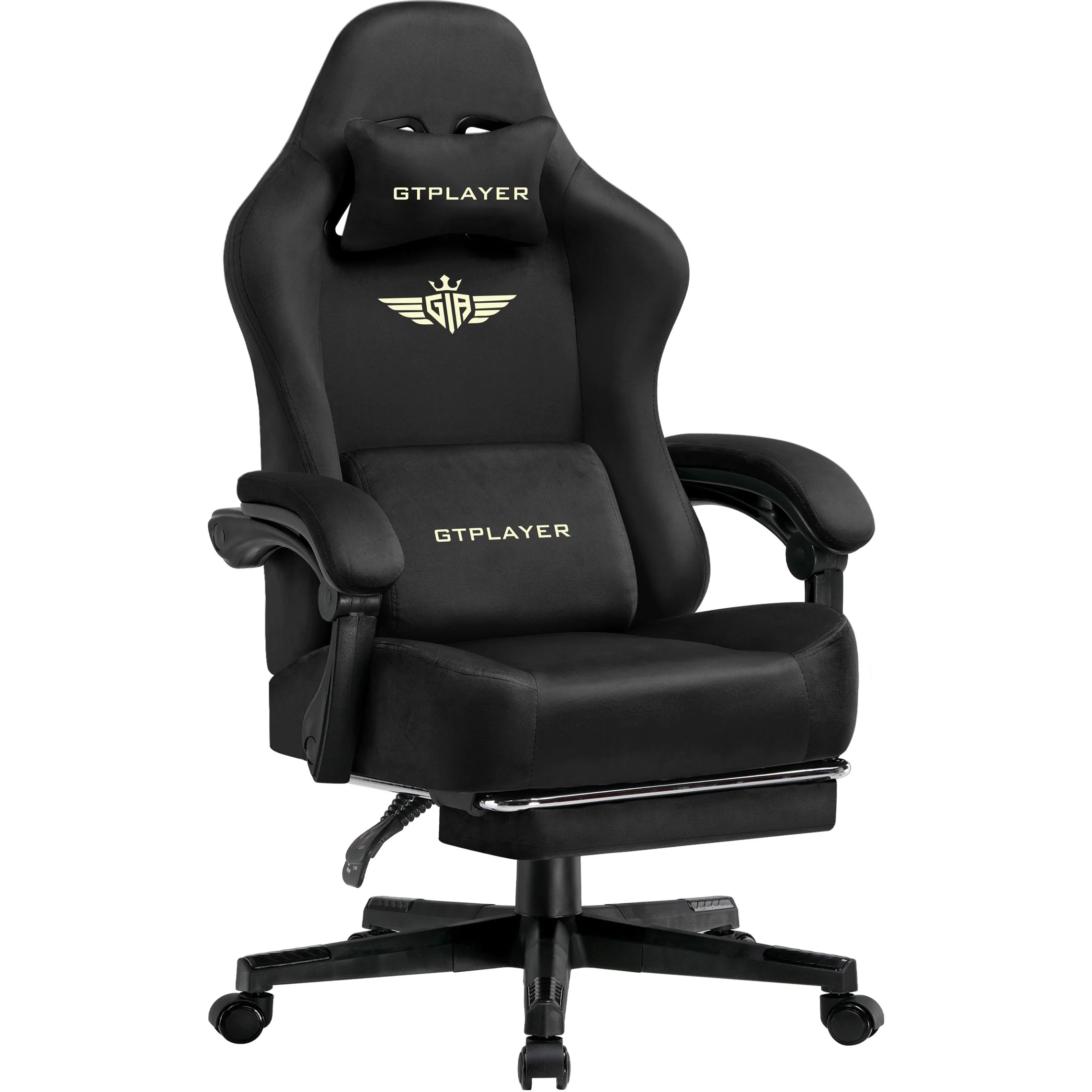 GTPLAYER Fabric Gaming Chair, Ergonomic Computer Chair with Footrest and Lumbar Support Height Adjustable Home Office Chair