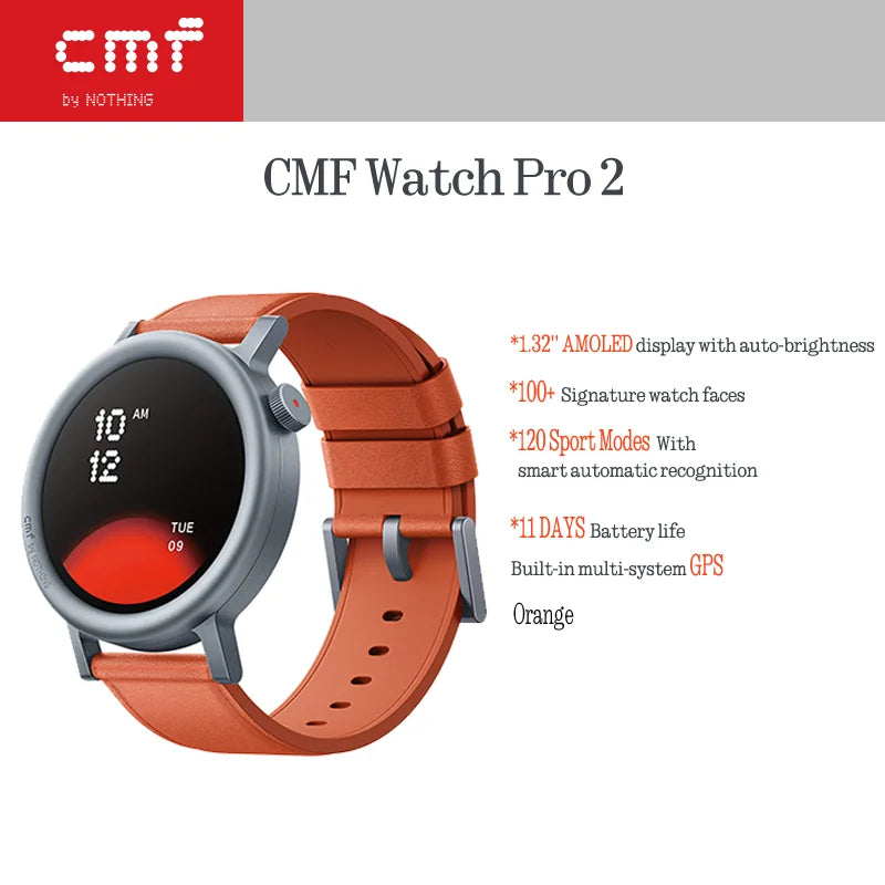 CMF by Nothing Watch Pro 2 Smartwatch with 1.32’’ AMOLED display, 11 days battery life, Bluetooth calls with AI noise reductio