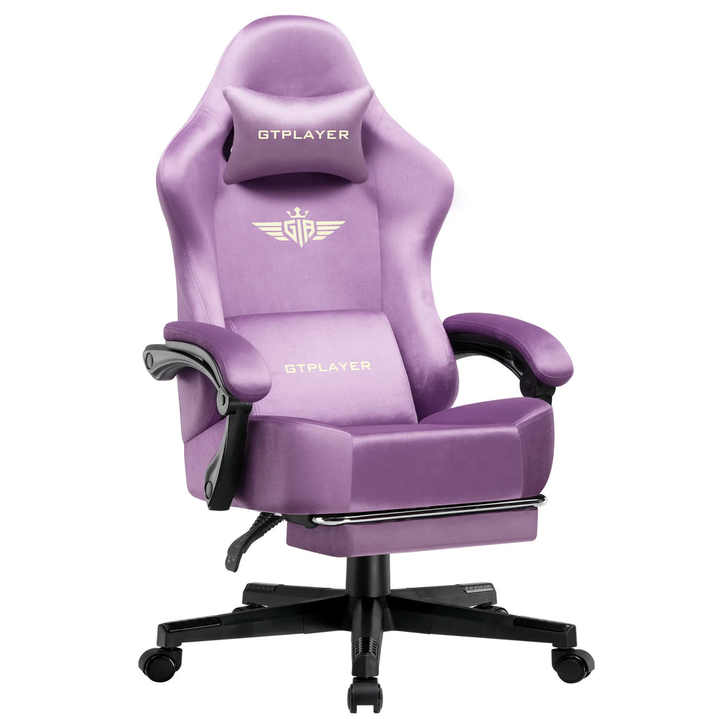 GTPLAYER Fabric Gaming Chair, Ergonomic Computer Chair with Footrest and Lumbar Support Height Adjustable Home Office Chair