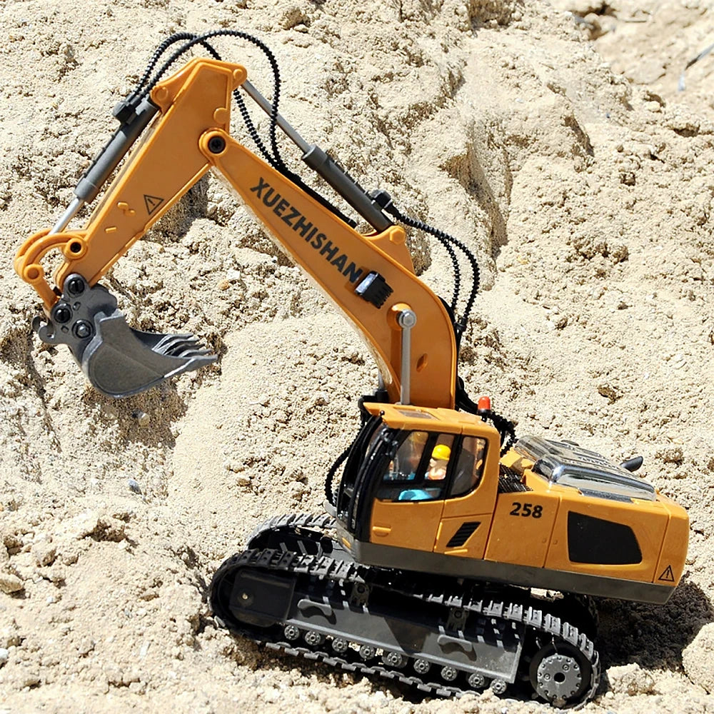 Excavator Toy for Boys with Remote Control 11-Channel Alloy Metal 2.4GHz Wireless RC Engineering Vehicle for Boys 3-12 Year Old