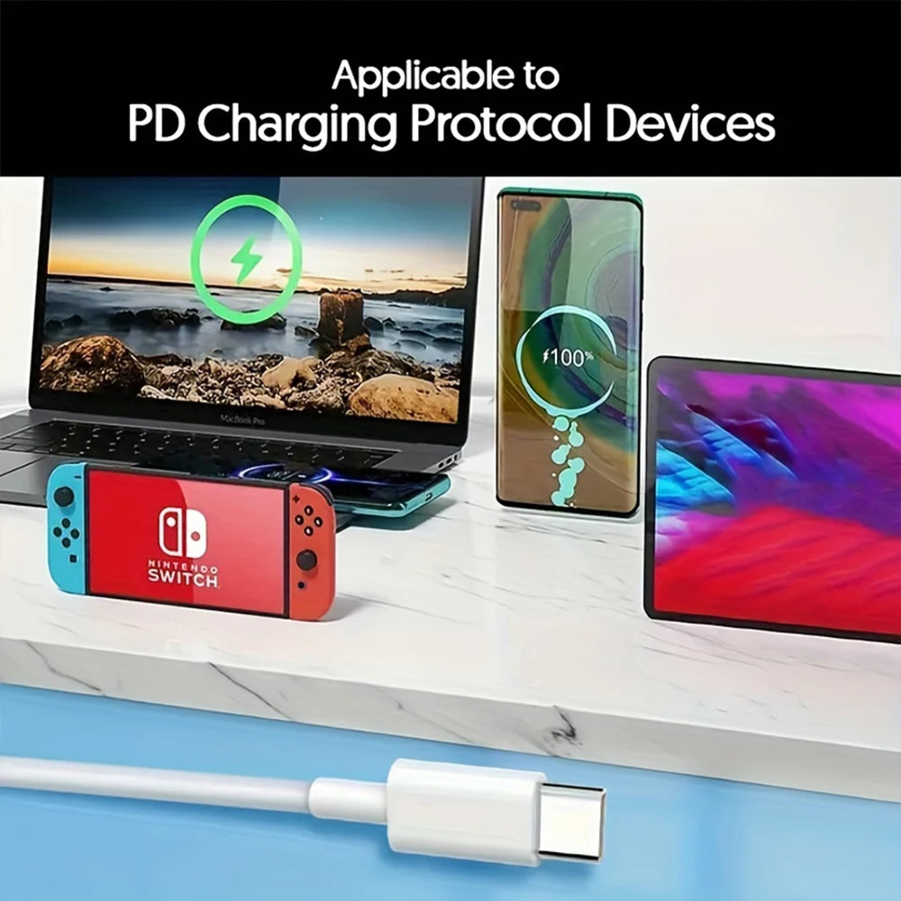 UK Plug Foldable 20W Mobile Phone Adapter With 2m Dual Type-C Mobile Phone Charging Cable Suitable for iPhone 15 16