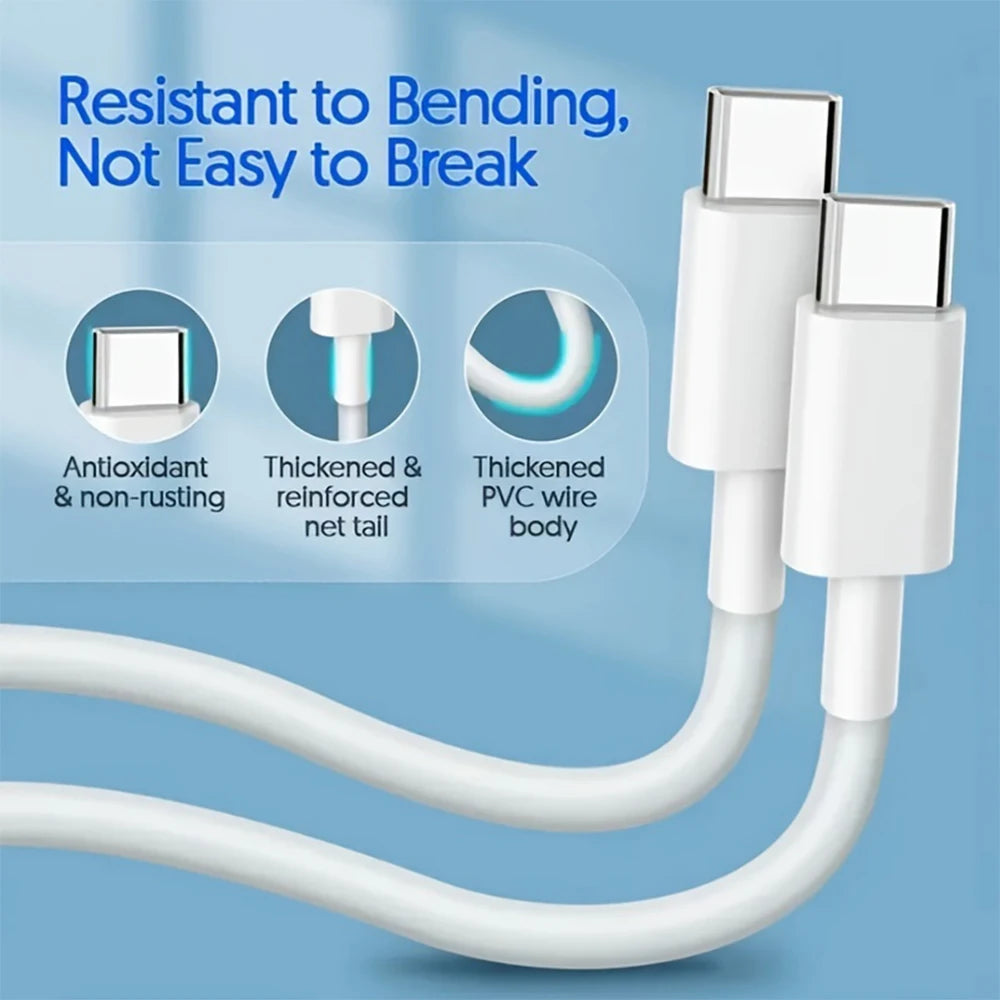 UK Plug Foldable 20W Mobile Phone Adapter With 2m Dual Type-C Mobile Phone Charging Cable Suitable for iPhone 15 16