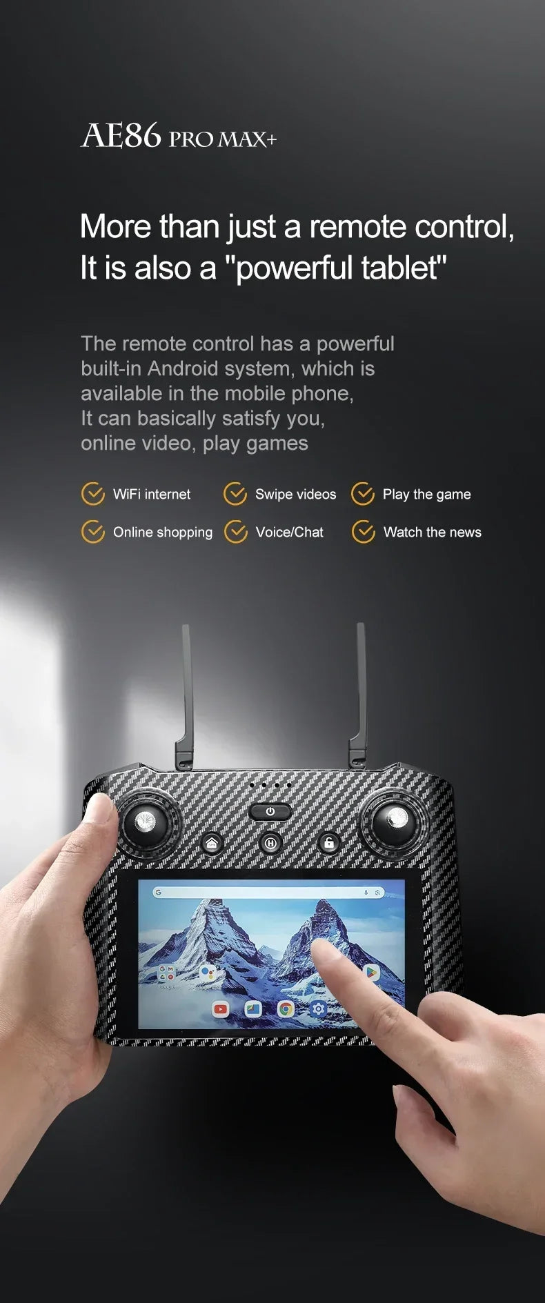 AE86 PRO MAX Professional Drone 10KM 3-Axis Gimbal RC Quadcopter 8K FPV Dual Camera GPS Obstacle Avoidance Drone with LED Screen