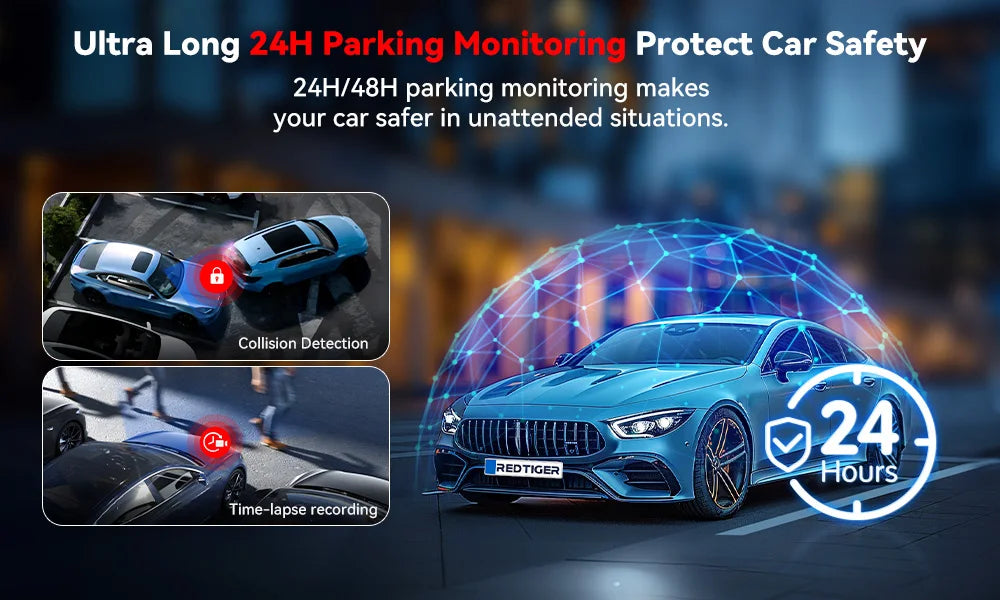 REDTIGER A4 Dash Camera Front and Rear 4k Dash Cam Drive Recorder for WiFi GPS Car Dvr for 24H Parking Mode Black Box for Car