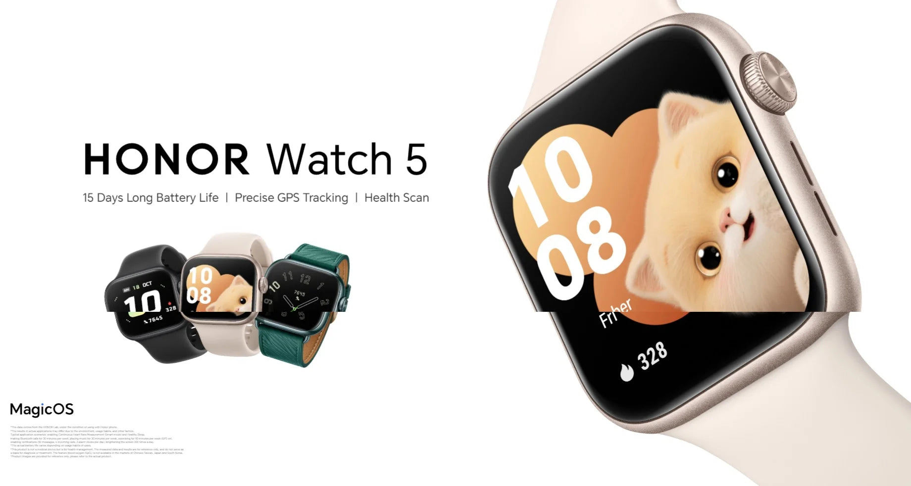 HONOR Watch 5, Smartwatch, 15 Days of Battery Life,1.85-inch AMOLED Screen, 5ATM and IP68, GPS,BT5.2, Android and iOS