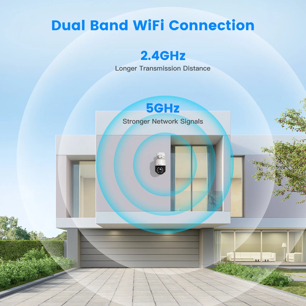 Ctronics Real 4K 8MP Surveillance Camera WiFi 5G Outdoor 360 16X 5X Optical Zoom Security Camera UHD Night Vision Auto Tracking