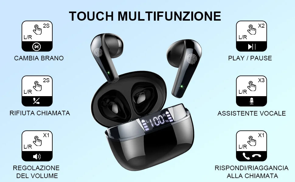 Q13 Bluetooth 5.4 Earbuds | 47H Playtime LED Display | IP7 Waterproof HiFi Sound ENC Mic | Touch Control Wireless Headphones.