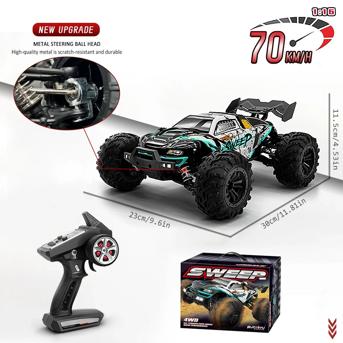 70KM/H High Speed RC Car 1/16 4x4 Remote Control Brushless Vehicle 2.4G 4WD Electric Off-Road Drift Crawler Toys for Children