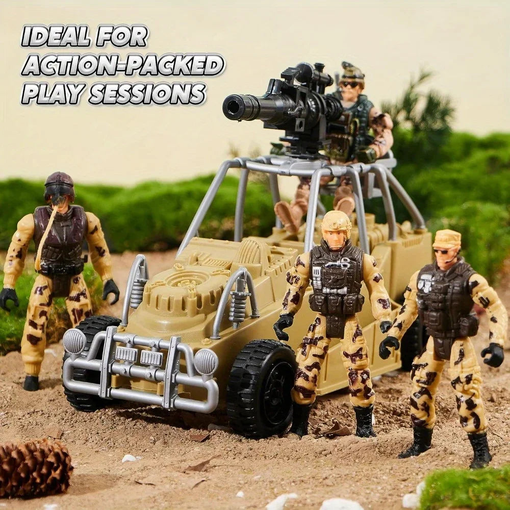 JOYFY Military Base Toys Set Including Army Vehicles Army Men Action Figures and Weapon Gear for Boys Birthday Chirstmas Gift