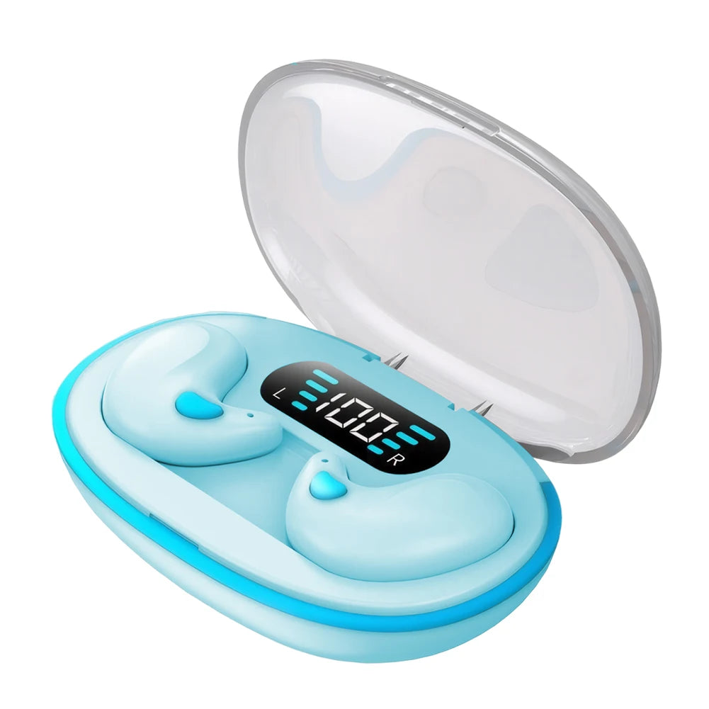 BT 5.3 Stereo Headphones Touch Control Sense-Free Micro Sleep Earbuds Open Ear Headsets for Running Fitness Learning Accessories