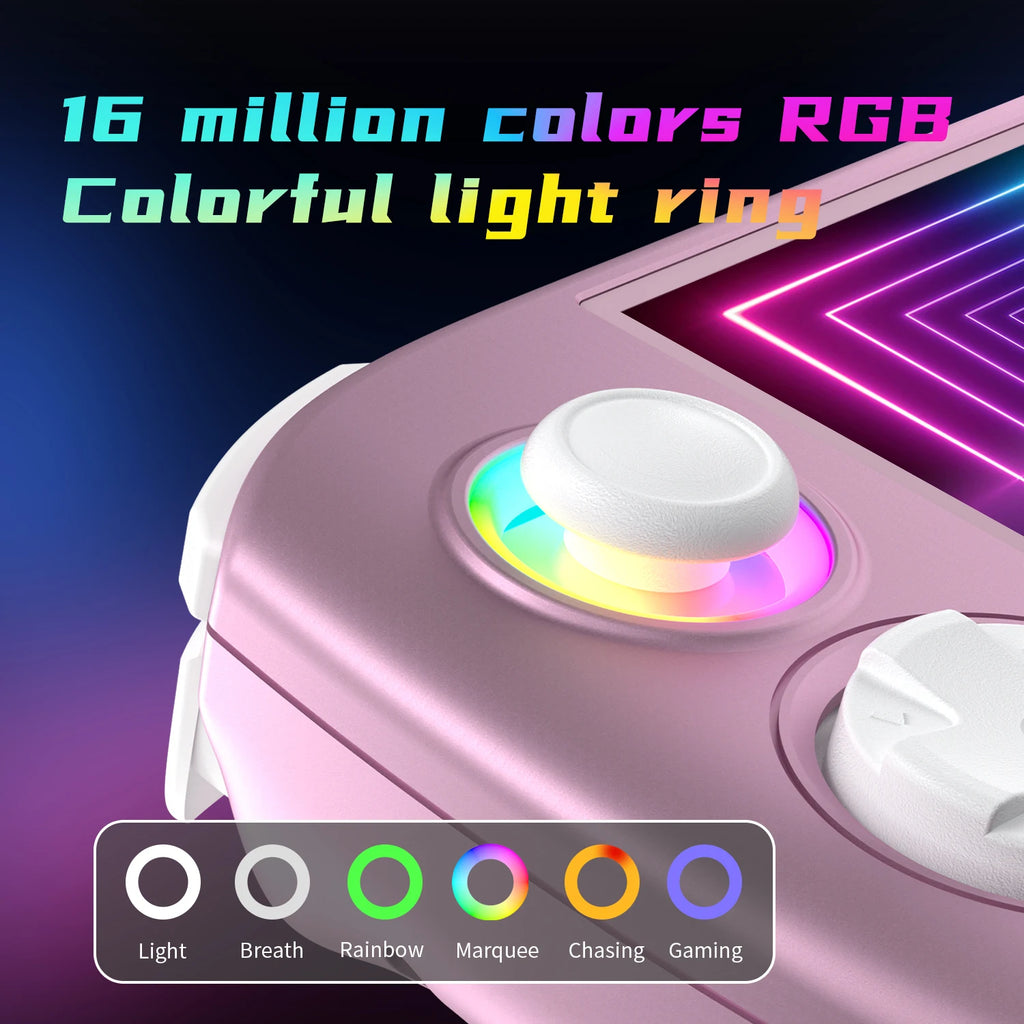 ANBERNIC RG Cube Retro Handheld Game Console 64bit Android 13 Unisoc T820 3.95 Inch IPS Screen Hall Joystick RGB lighting effect