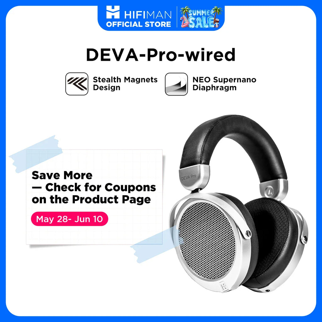 HIFIMAN Deva-Pro Over-Ear Open-Back Planar Magnetic Headphone with Stealth Magnets-Wired Version