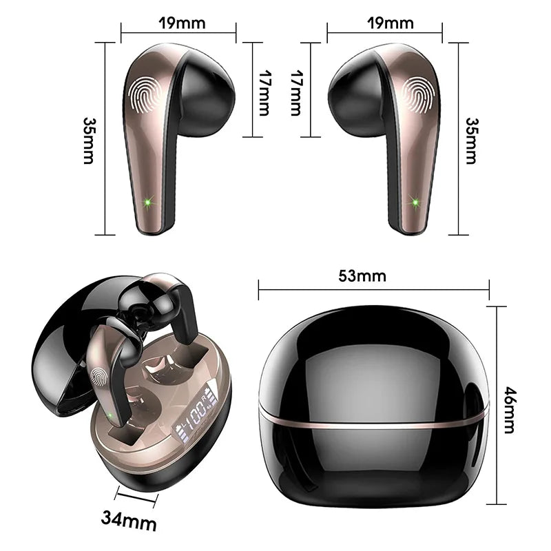 Q13 Bluetooth 5.4 Earbuds | 47H Playtime LED Display | IP7 Waterproof HiFi Sound ENC Mic | Touch Control Wireless Headphones.