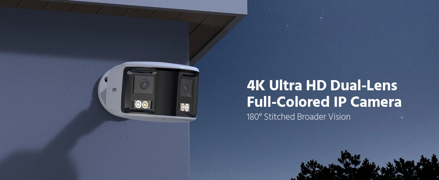 ANNKE 4K 8MP POE Surveillance Camera Dual Lens outdoor poe camera 1/2/4PCS Color Night Vision CCTV Video Security Camera For NVR