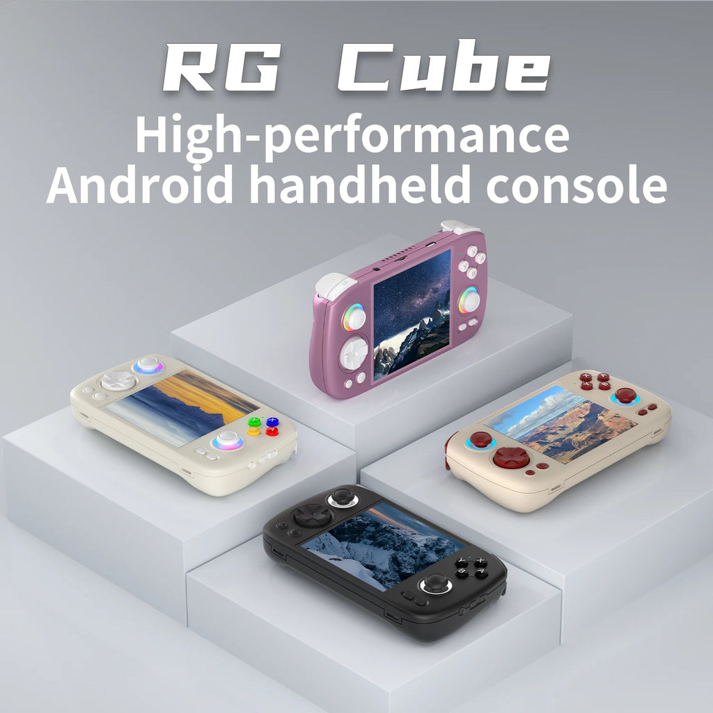 ANBERNIC RG Cube Retro Handheld Game Console 64bit Android 13 Unisoc T820 3.95 Inch IPS Screen Hall Joystick RGB lighting effect