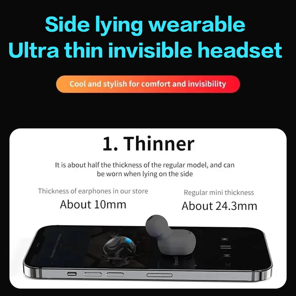 BT 5.3 Stereo Headphones Touch Control Sense-Free Micro Sleep Earbuds Open Ear Headsets for Running Fitness Learning Accessories
