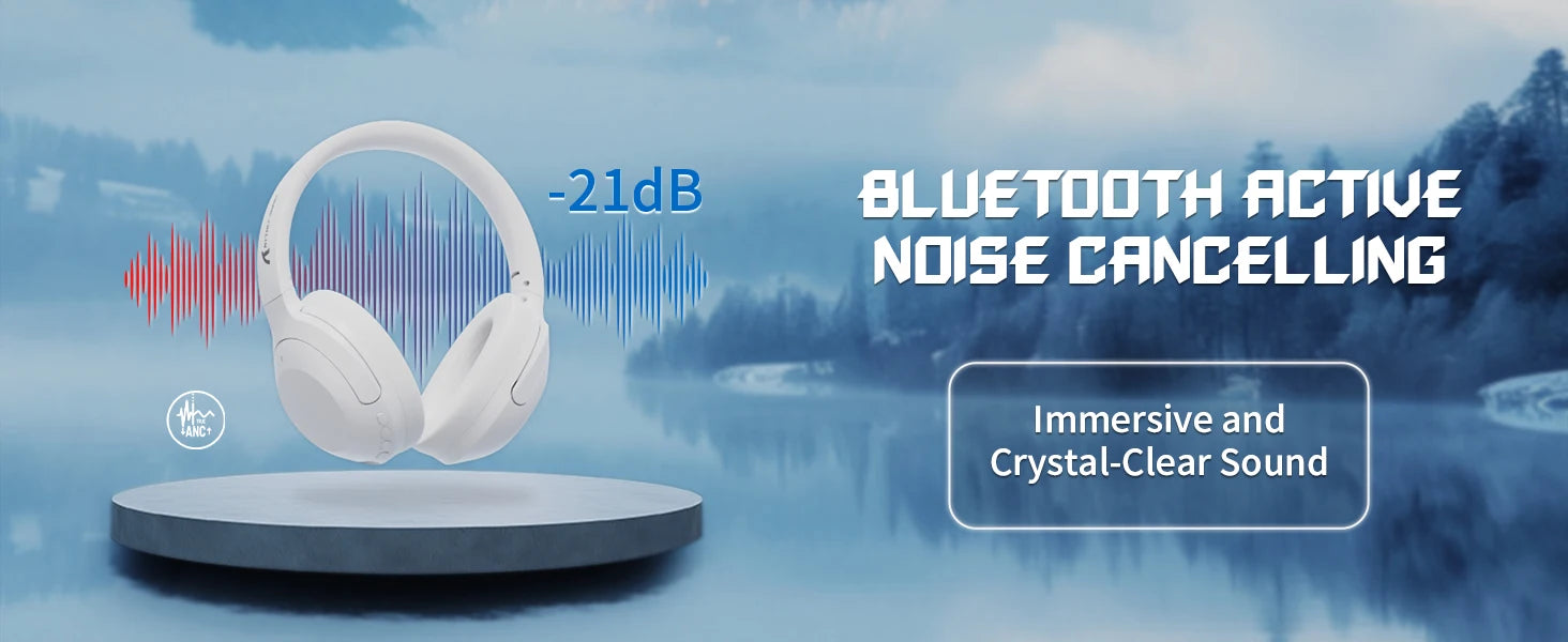 ATTACK SHARK G300 Wireless Bluetooth Headphone with ENC Noise Cancellation, Rechageable Over Ear Headset, 3.5MM Audio Jack