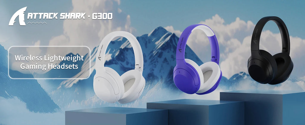 ATTACK SHARK G300 Wireless Bluetooth Headphone with ENC Noise Cancellation, Rechageable Over Ear Headset, 3.5MM Audio Jack