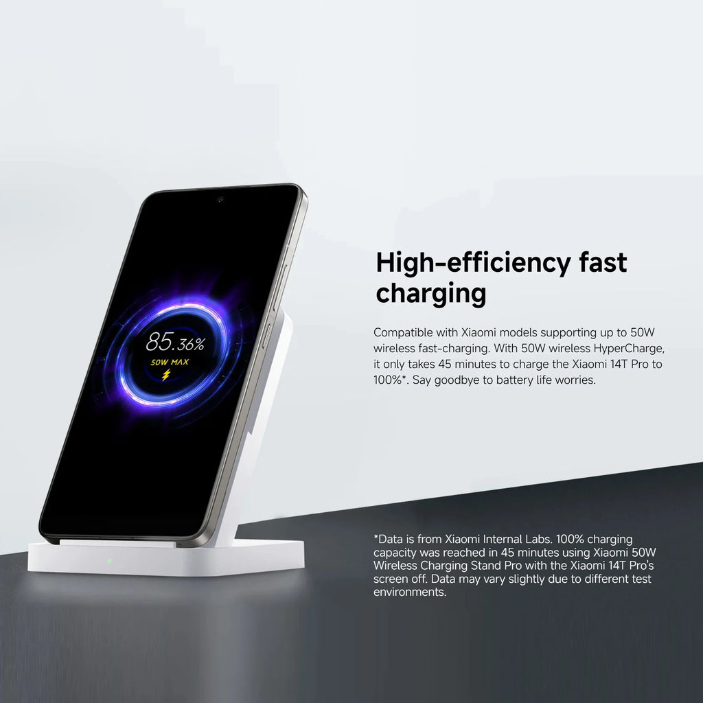 Xiaomi 50W Wireless Charging Stand Pro High-efficiency Fast Charging Highly Compatible Quiet Heat Dissipation Safe and Reliable