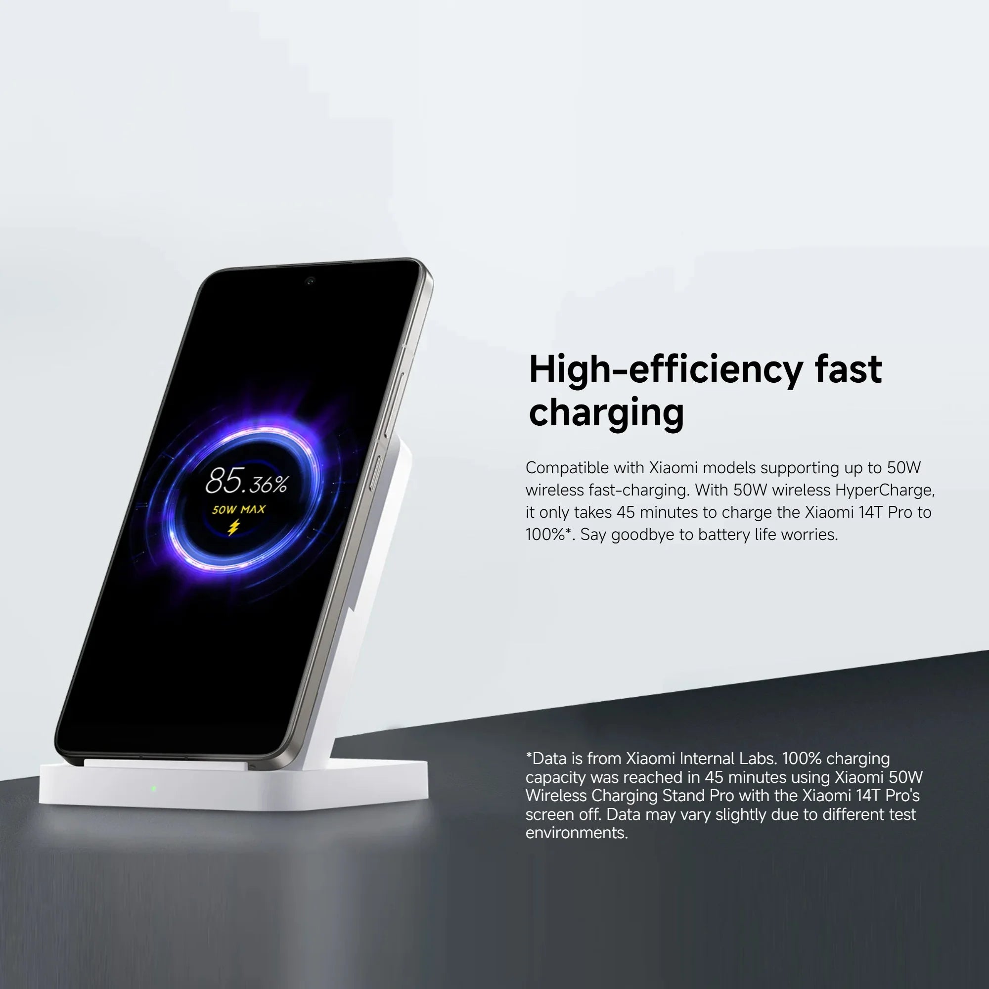 Xiaomi 50W Wireless Charging Stand Pro High-efficiency Fast Charging Highly Compatible Quiet Heat Dissipation Safe and Reliable