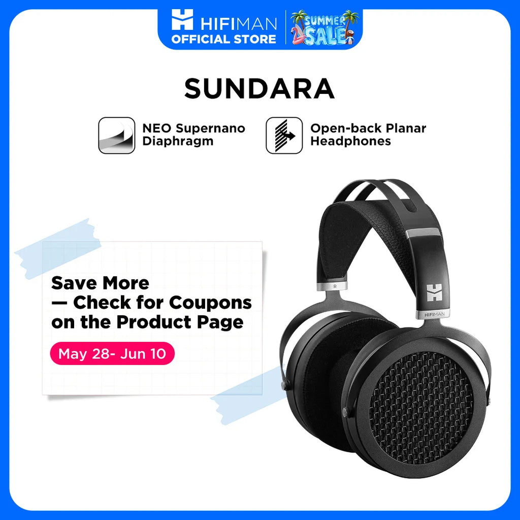 HIFIMAN SUNDARA Over-Ear Full-Size Planar Magnetic Headphones (Black) with High Fidelity Design Metal Casing