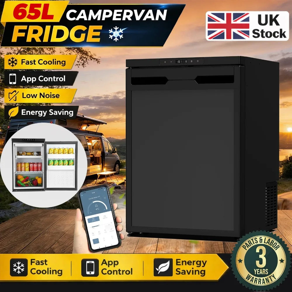 Campervan 12V Fridge 65L Low Power Cooling -20c Compressor Camping Fridge BT+APP