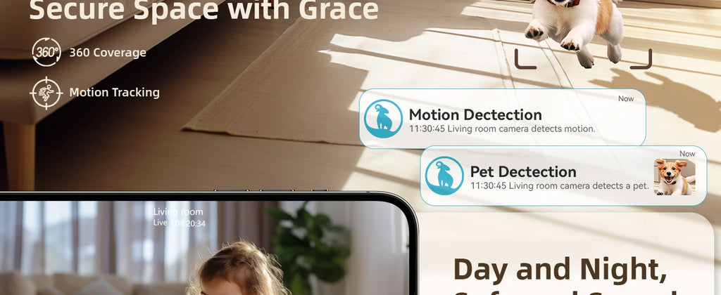 Baby Monitor Camera 2K HD Home Security Camera with Motion Detection and Two-Way Audio, Easy Setup, Clear Day & Night