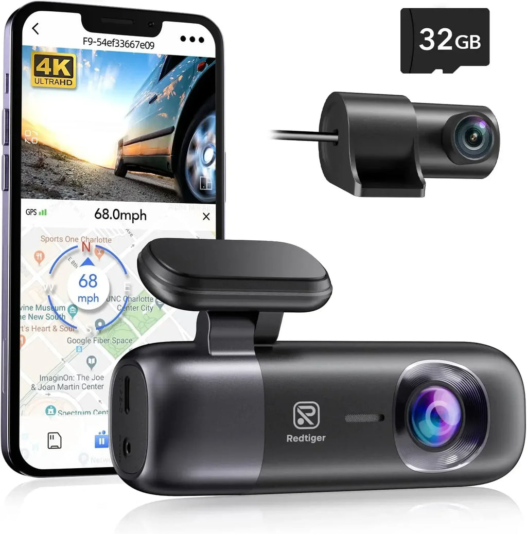 REDTIGER F9 Dash Cam 4K Dash Camera Front and Rear WiFi GPS Car Camera for Parking Mode Night Vision Car Recorder By App Control