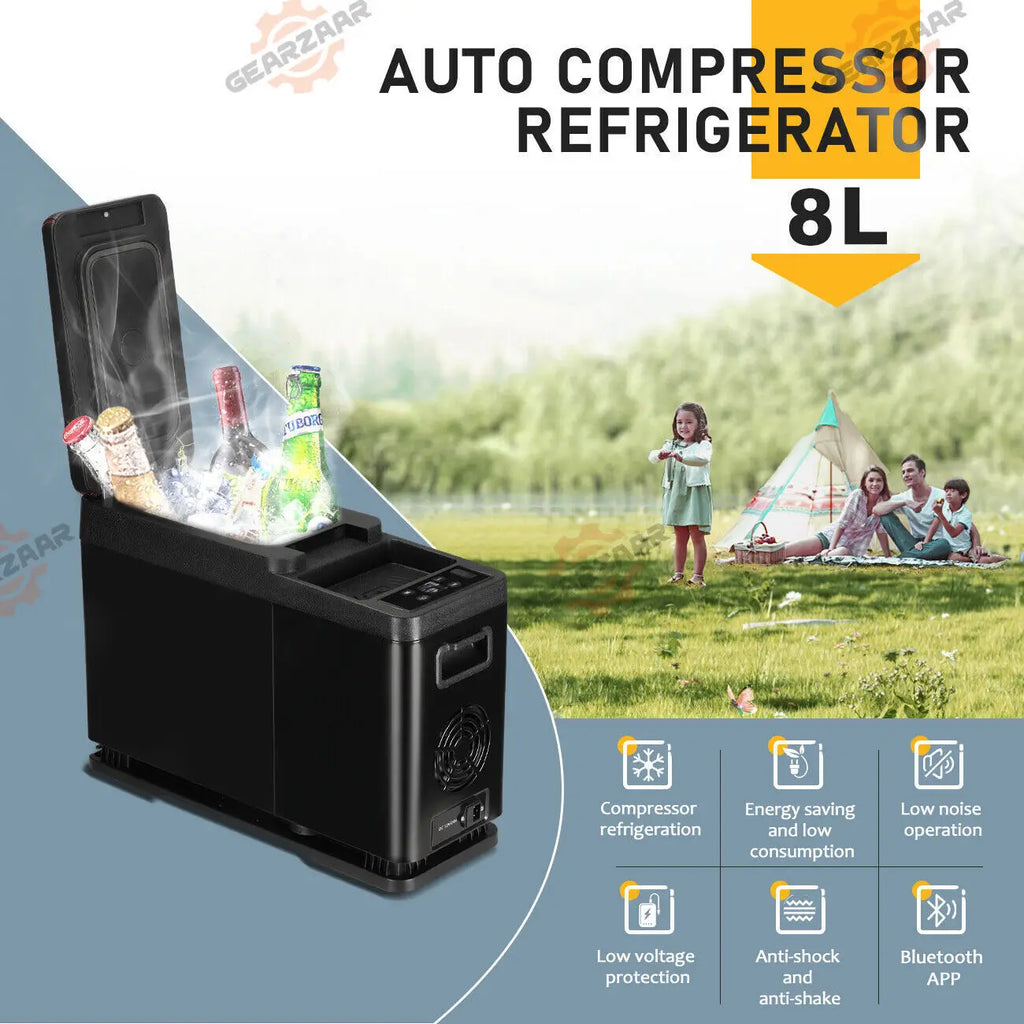 8L Armrest Freezer Cooler Mini Fridge 12/24 V With Compressor For Car MPV