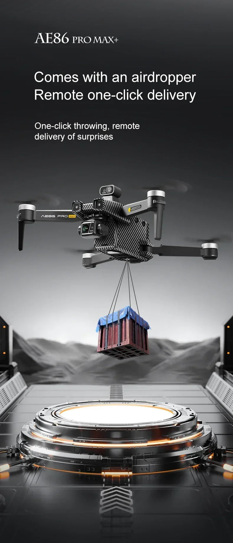 AE86 PRO MAX Professional Drone 10KM 3-Axis Gimbal RC Quadcopter 8K FPV Dual Camera GPS Obstacle Avoidance Drone with LED Screen