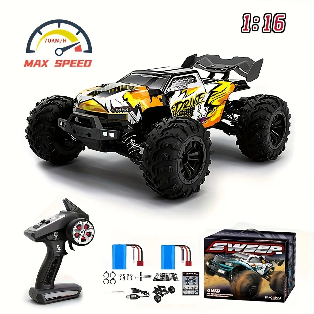 70KM/H High Speed RC Car 1/16 4x4 Remote Control Brushless Vehicle 2.4G 4WD Electric Off-Road Drift Crawler Toys for Children