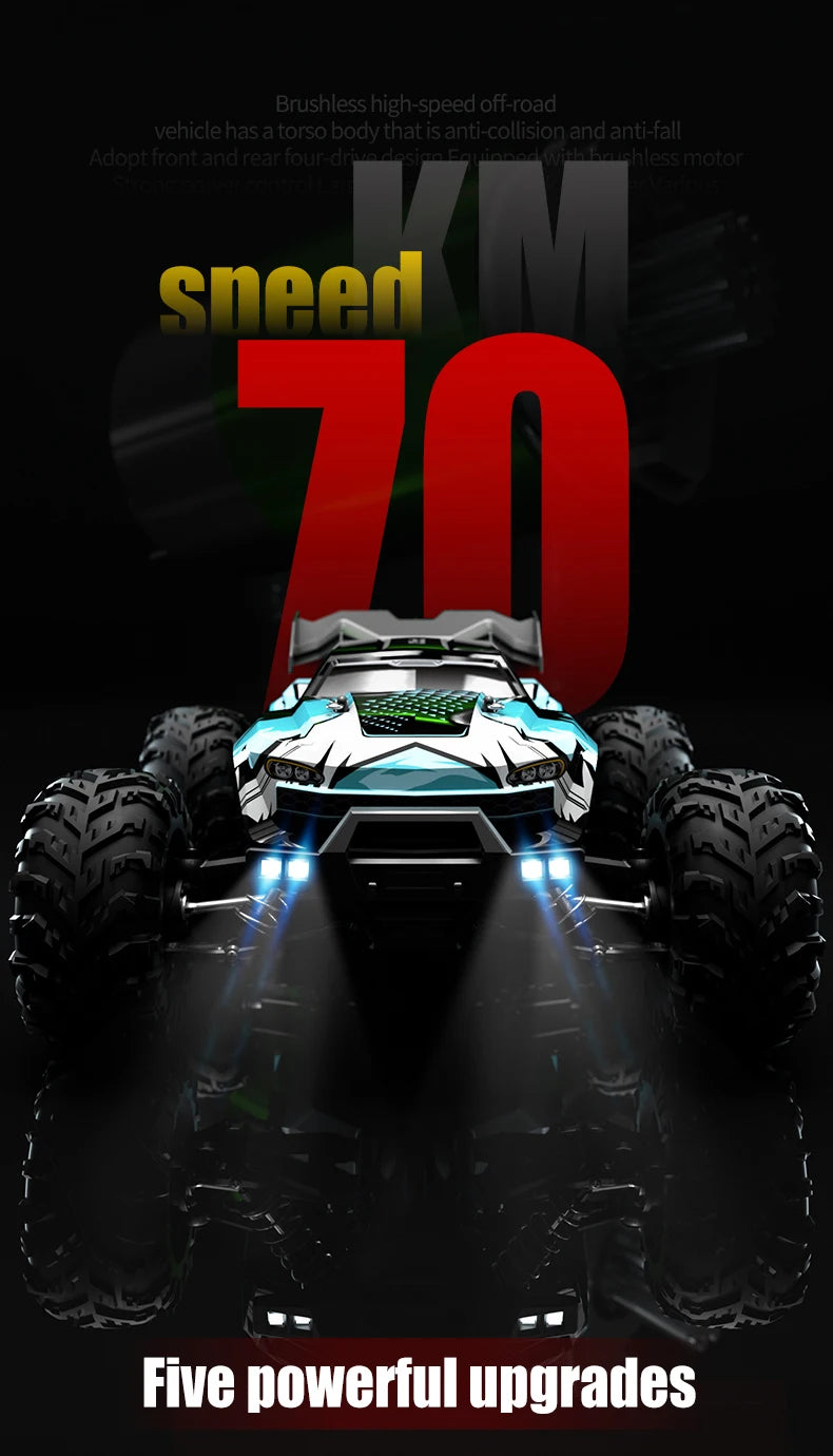 70KM/H High Speed RC Car 1/16 4x4 Remote Control Brushless Vehicle 2.4G 4WD Electric Off-Road Drift Crawler Toys for Children