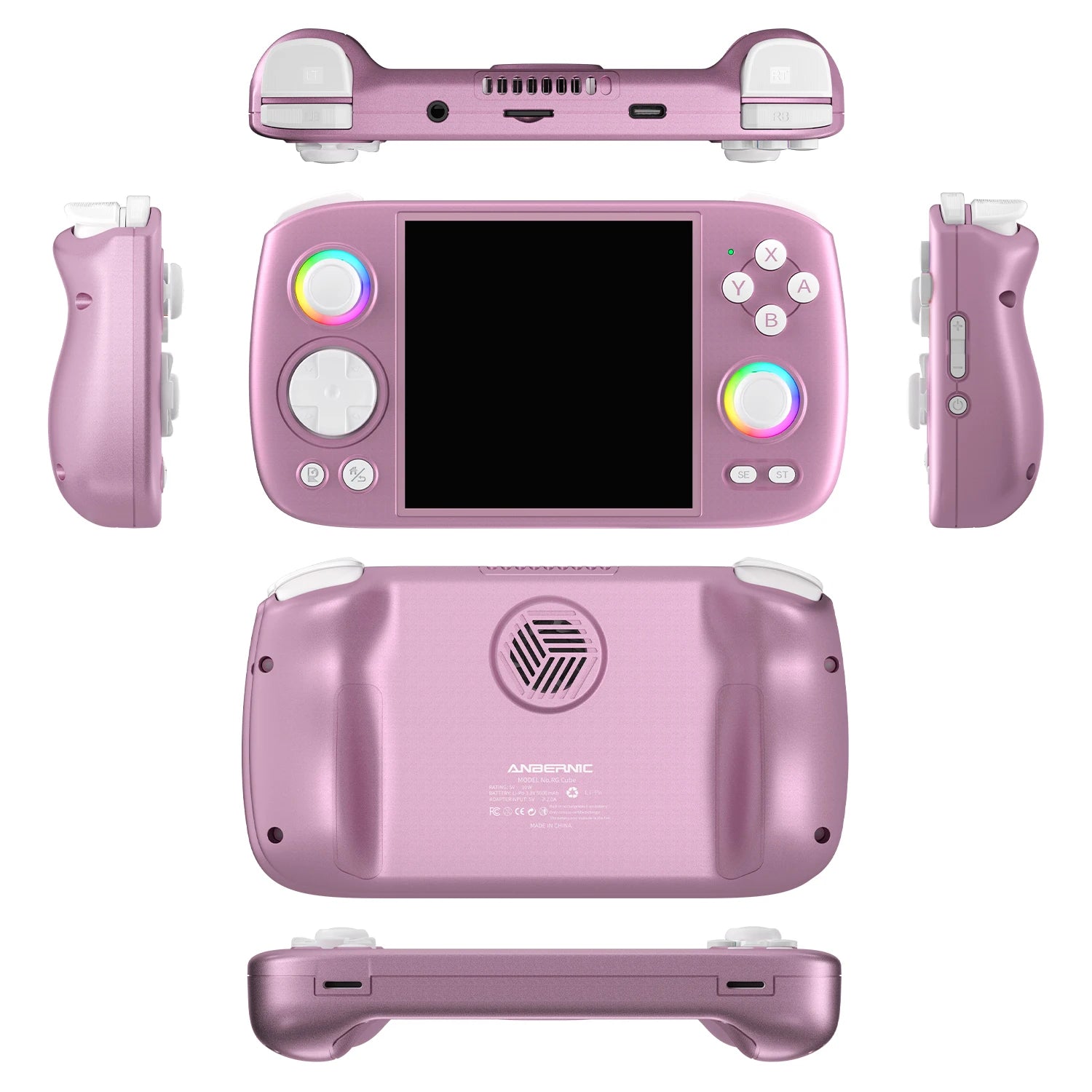 ANBERNIC RG Cube Retro Handheld Game Console 64bit Android 13 Unisoc T820 3.95 Inch IPS Screen Hall Joystick RGB lighting effect