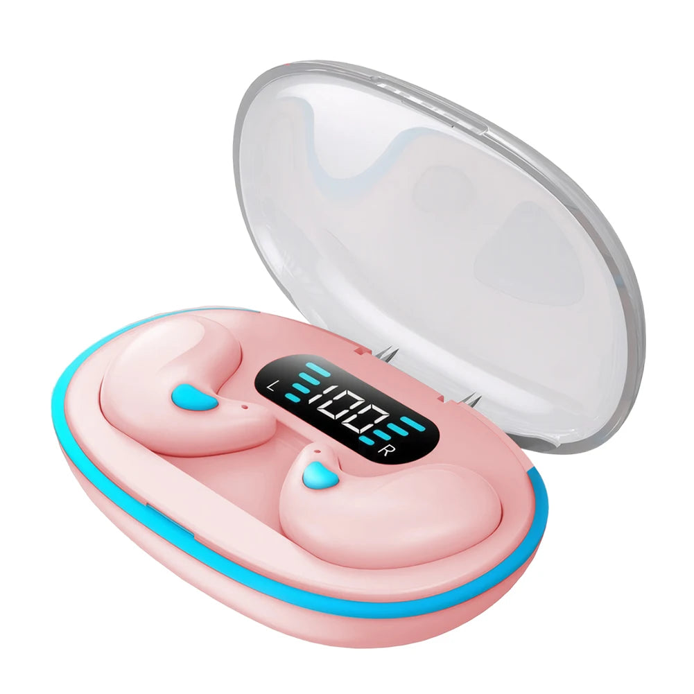 BT 5.3 Stereo Headphones Touch Control Sense-Free Micro Sleep Earbuds Open Ear Headsets for Running Fitness Learning Accessories