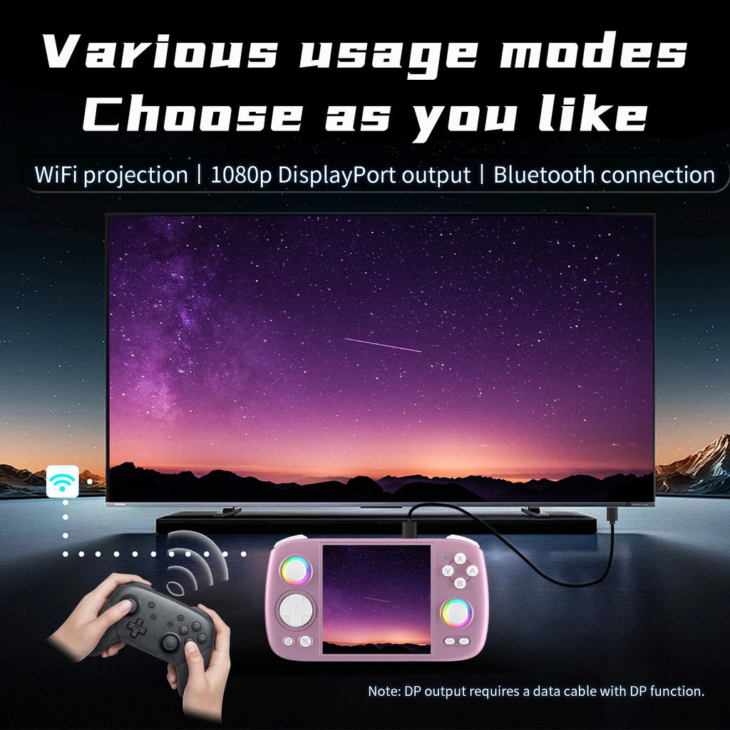 ANBERNIC RG Cube Retro Handheld Game Console 64bit Android 13 Unisoc T820 3.95 Inch IPS Screen Hall Joystick RGB lighting effect
