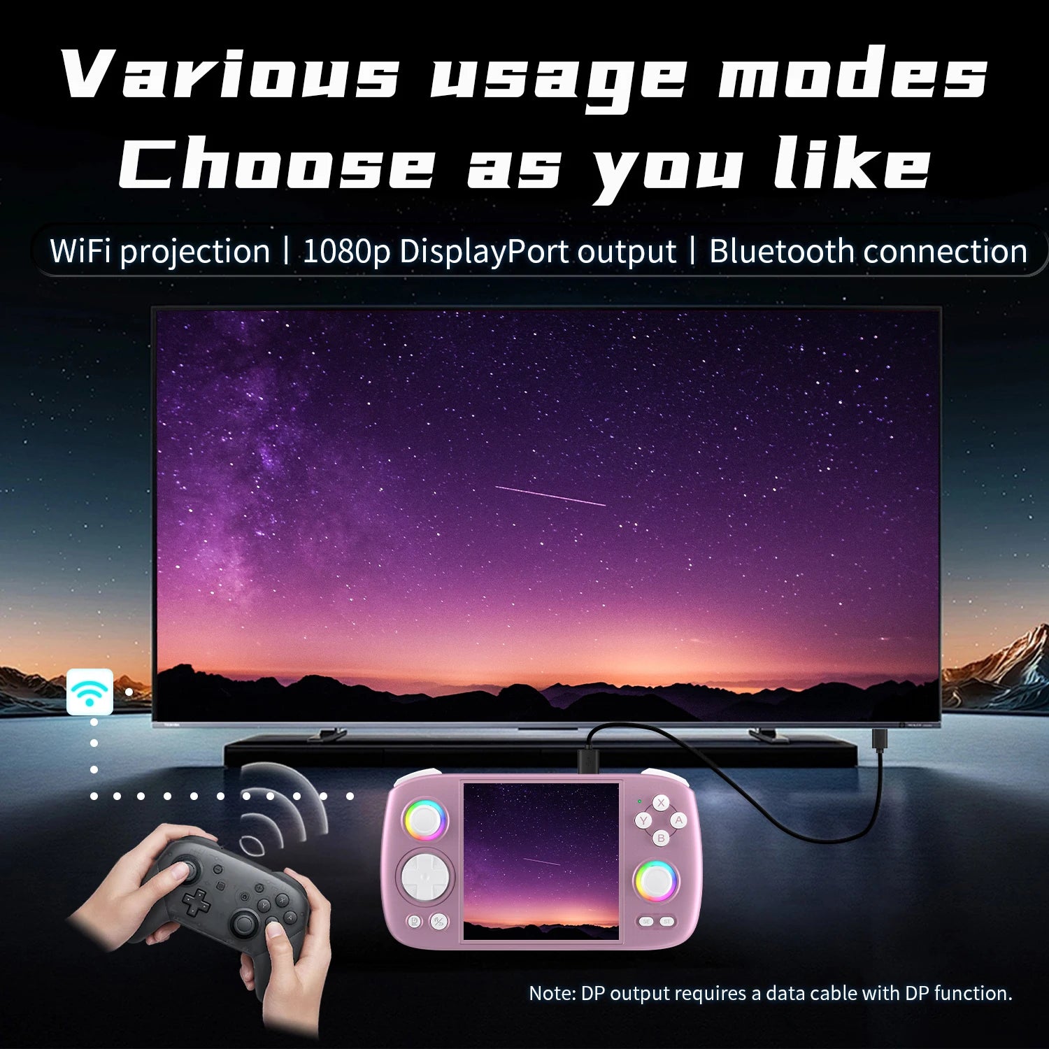 ANBERNIC RG Cube Retro Handheld Game Console 64bit Android 13 Unisoc T820 3.95 Inch IPS Screen Hall Joystick RGB lighting effect