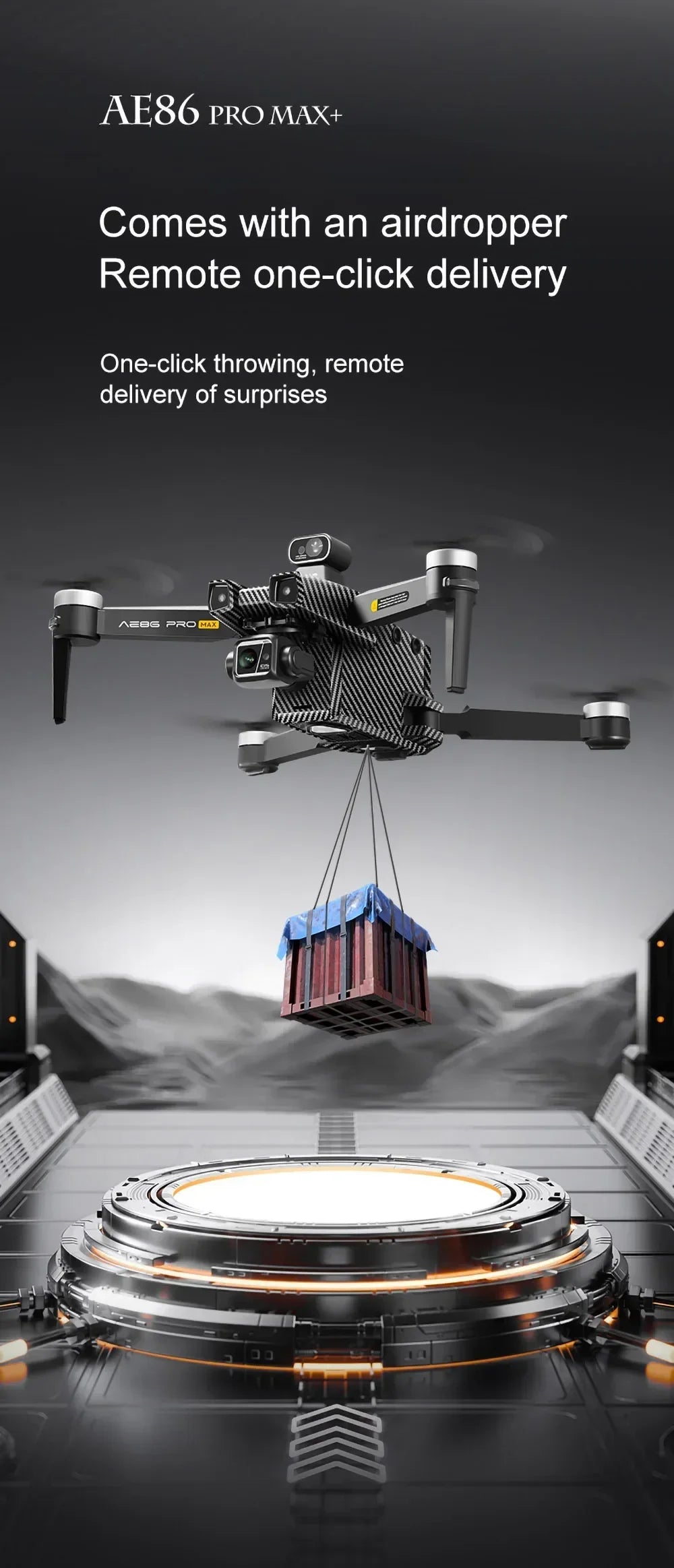 AE86 PRO MAX Professional Drone 10KM 3-Axis Gimbal RC Quadcopter 8K FPV Dual Camera GPS Obstacle Avoidance Drone with LED Screen