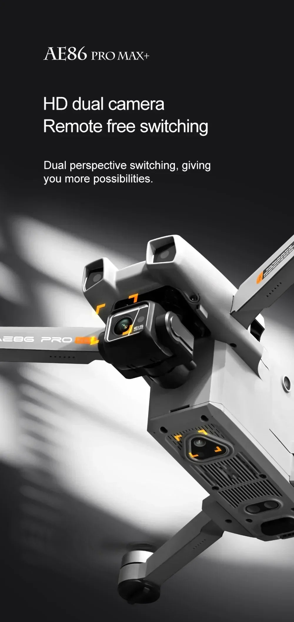 AE86 PRO MAX Professional Drone 10KM 3-Axis Gimbal RC Quadcopter 8K FPV Dual Camera GPS Obstacle Avoidance Drone with LED Screen