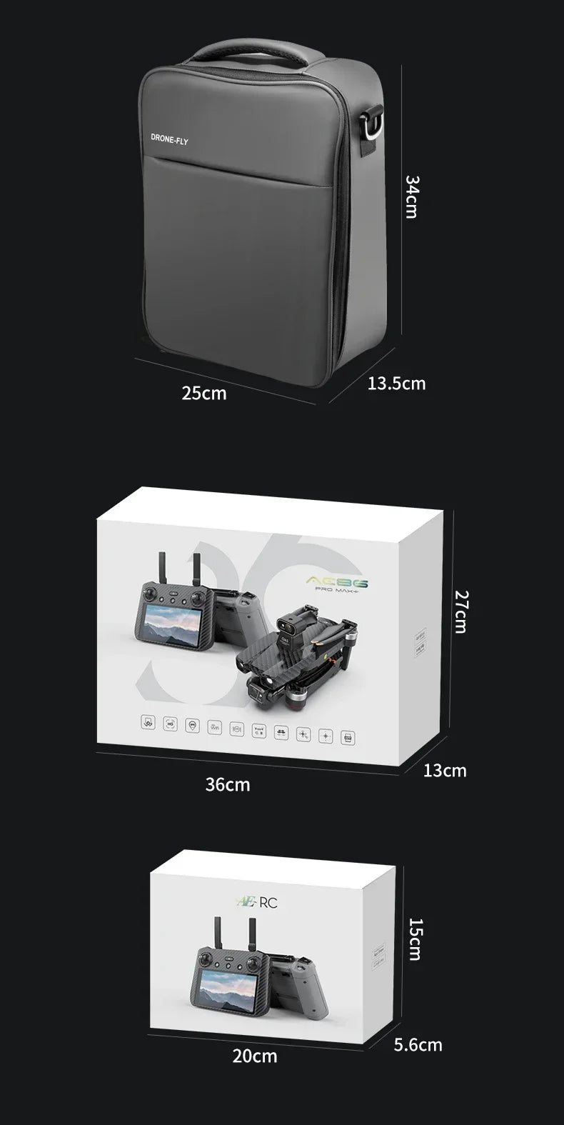 AE86 PRO MAX Professional Drone 10KM 3-Axis Gimbal RC Quadcopter 8K FPV Dual Camera GPS Obstacle Avoidance Drone with LED Screen